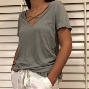 Light green crossover t-shirt